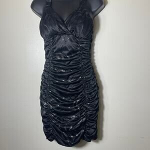 Vintage y2k Cinch Gathered black semi formal black dress taboo sz medium prom